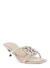 Tory Burch Silver Sandals With Rhinestone And Double T Detail In Gray