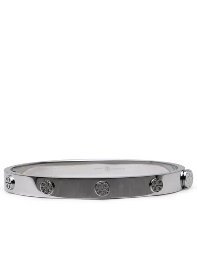 Tory Burch Silver Steel Miller Bracelet In Tory Silver