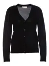 Tory Burch Simone Wool And Silk Cardigan In Negro