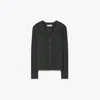 Tory Burch Simone Cardigan In Soft Charcoal Melange