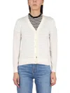 Tory Burch 'simone' Wool And Silk Cardigan In White