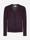 Tory Burch Fine-knit V-neck Cardigan In Evening Plum