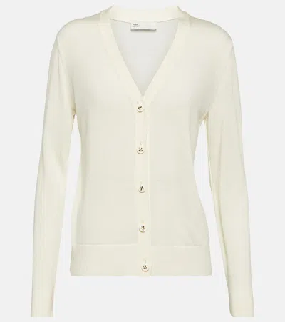 Tory Burch Simone Wool And Silk Cardigan In White