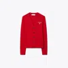 Tory Burch Simone Wool Cardigan In Red