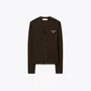 Tory Burch Simone Wool Cardigan In Brown