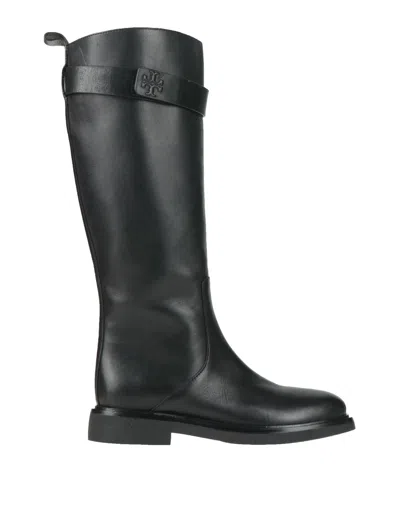 Tory Burch Simple Flat Leather Boots In Black