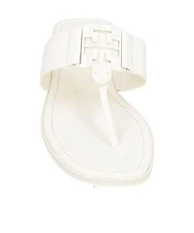 Tory Burch Simple Leather Thong Sandals In White