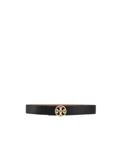 Tory Burch Simple Solid-color Grain Belt In Black