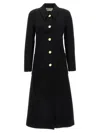 Tory Burch Single-breasted Mid-length Coat In Black
