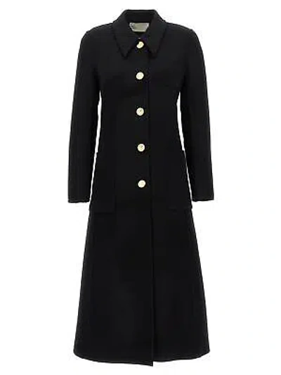 Pre-owned Tory Burch Single-breasted Wool Coat In Black