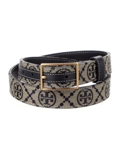Pre-owned Tory Burch Skinny Canvas Belt W/ Tags In Neutral