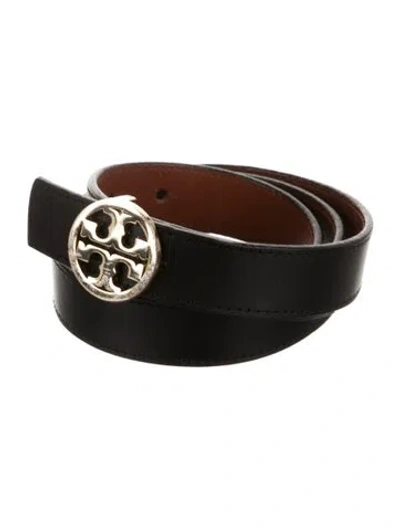 Pre-owned Tory Burch Skinny Leather Belt In Black
