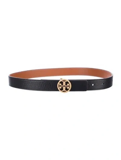 Pre-owned Tory Burch Skinny Leather Belt In Black