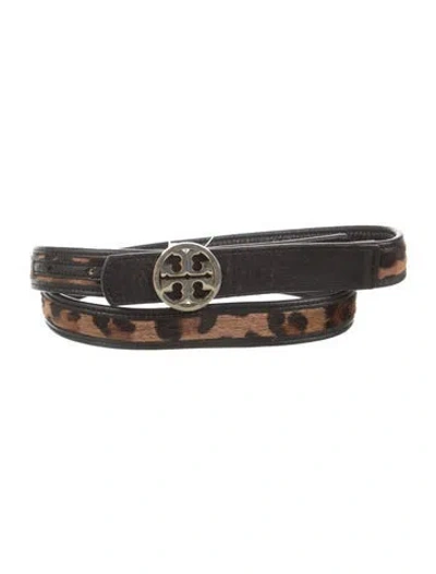 Pre-owned Tory Burch Skinny Leather Belt In Black