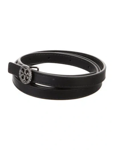 Pre-owned Tory Burch Skinny Leather Belt In Black