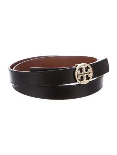 Pre-owned Tory Burch Skinny Leather Belt In Black