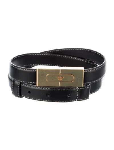 Pre-owned Tory Burch Skinny Leather Belt In Black