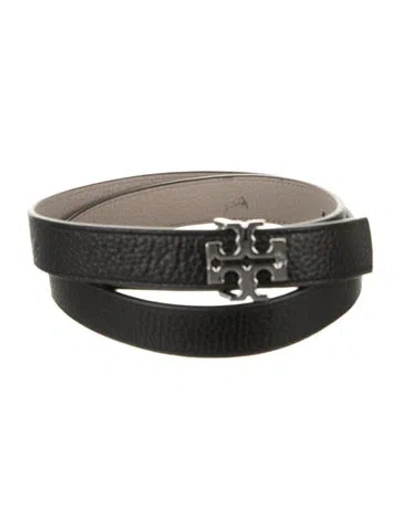 Pre-owned Tory Burch Skinny Leather Belt In Black