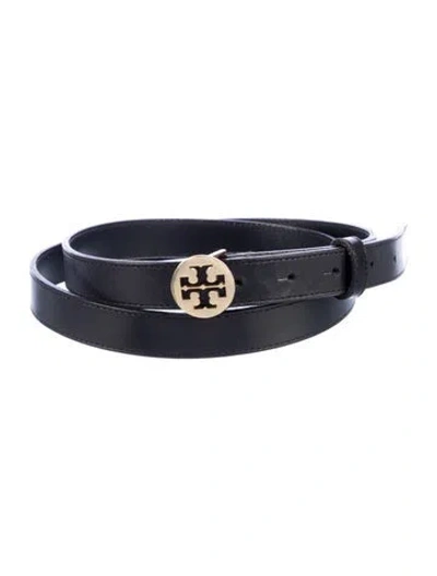 Pre-owned Tory Burch Skinny Leather Belt In Black