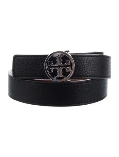 Pre-owned Tory Burch Skinny Leather Belt In Black
