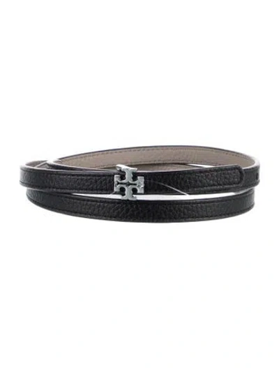 Pre-owned Tory Burch Skinny Leather Belt In Black