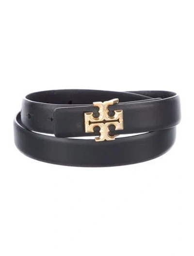 Pre-owned Tory Burch Skinny Leather Belt In Black