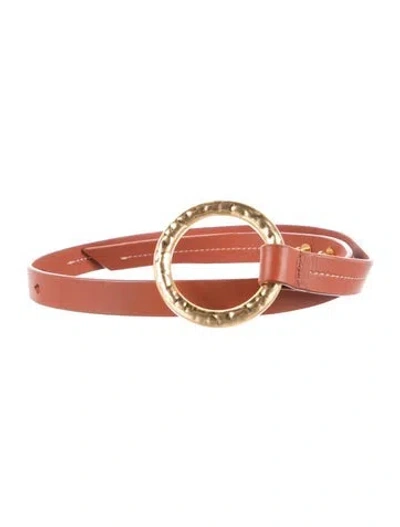 Pre-owned Tory Burch Skinny Leather Belt In Brown
