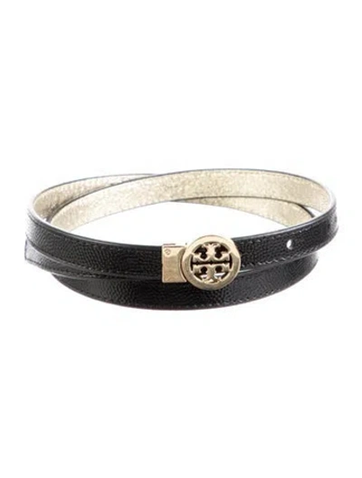 Pre-owned Tory Burch Skinny Leather Belt Kit In Black