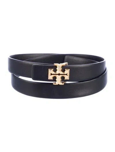 Pre-owned Tory Burch Skinny Leather Belt Kit In Black