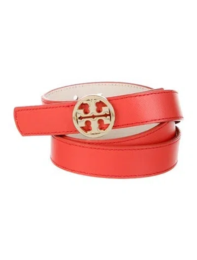 Pre-owned Tory Burch Skinny Leather Belt Kit In Orange