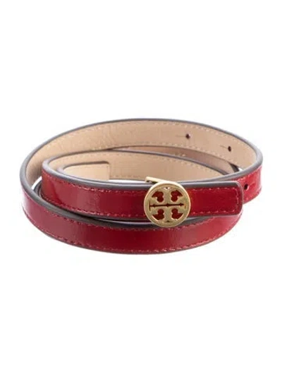 Pre-owned Tory Burch Skinny Leather Belt In Red