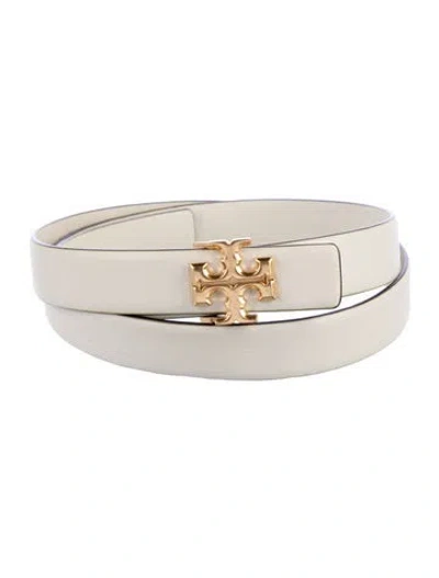 Pre-owned Tory Burch Skinny Leather Belt In White