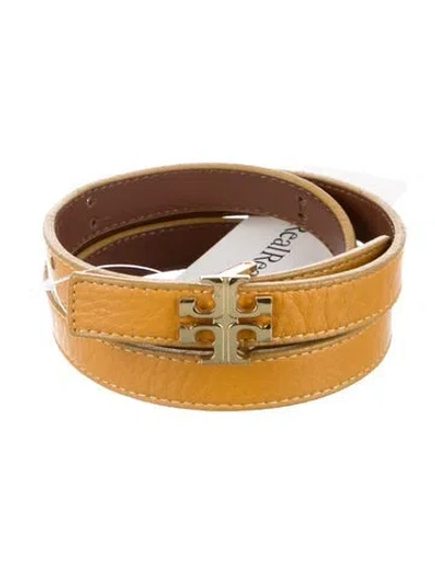 Pre-owned Tory Burch Skinny Leather Belt In Yellow