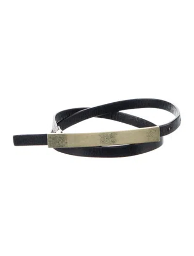 Pre-owned Tory Burch Skinny Leather Waist Belt In Black