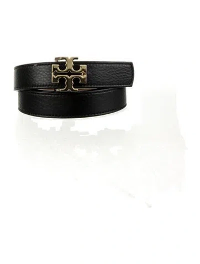 Pre-owned Tory Burch Skinny Leather Waist Belt In Black/brown