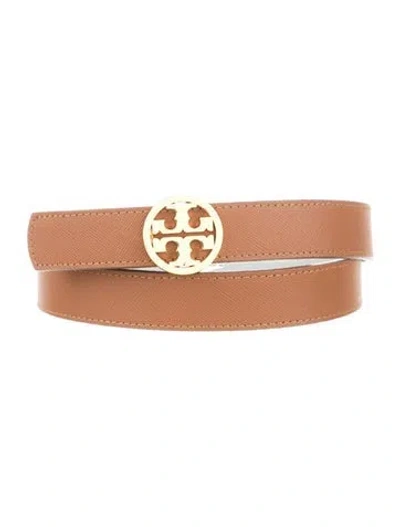 Pre-owned Tory Burch Skinny Leather Waist Belt In Neutrals