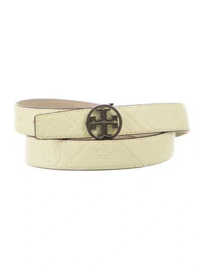 Pre-owned Tory Burch Skinny Leather Waist Belt In Yellow