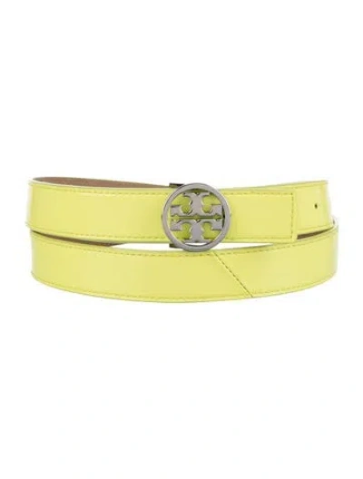 Pre-owned Tory Burch Skinny Leather Waist Belt In Yellow