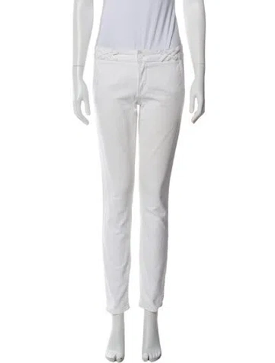 Pre-owned Tory Burch Skinny Leg Pants In White