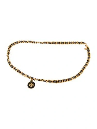 Pre-owned Tory Burch Skinny Metal Chain-link Belt In Gold