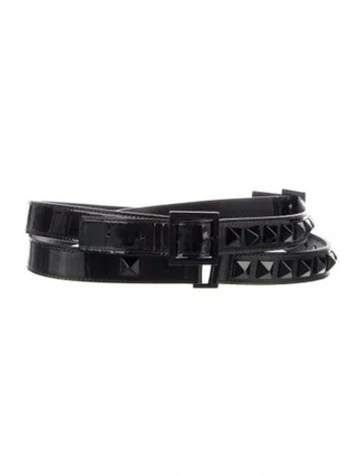 Pre-owned Tory Burch Skinny Patent Leather Belt In Black