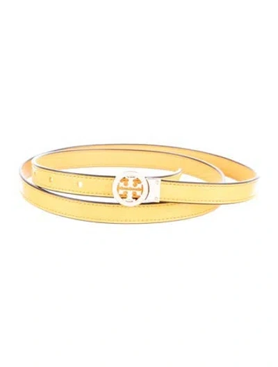 Pre-owned Tory Burch Skinny Patent Leather Belt Kit In Yellow