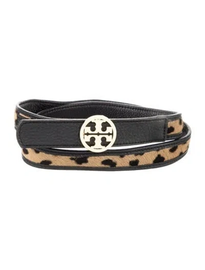 Pre-owned Tory Burch Skinny Ponyhair Belt In Brown