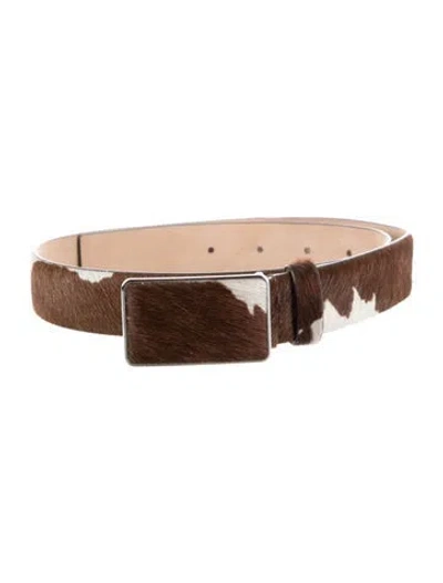 Pre-owned Tory Burch Skinny Ponyhair Waist Belt In Brown