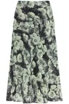 Tory Burch Floral Print Satin Midi Skirt