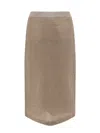 Tory Burch Metallic Midi Skirt In Beige