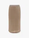 Tory Burch Metallic Midi Skirt In Beige