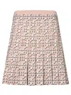 Tory Burch Mini Skirt In Jacquard Fabric In Beige