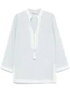 Tory Burch Light Blue Kaftan With V-neck In Sky Blue