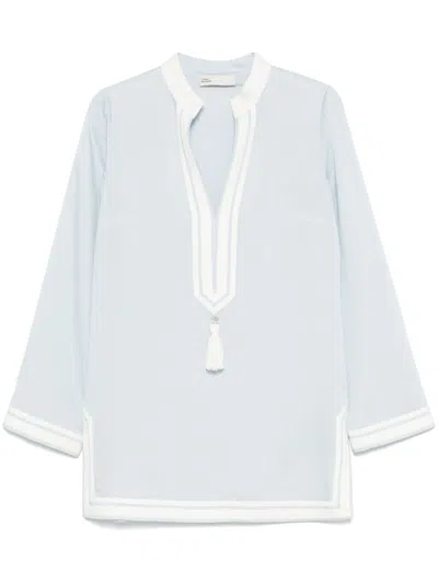 Tory Burch Sky Blue Mini Dress In Light Blue